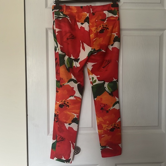 Zara | Floral Pants Pleated Scuba Material XS Red Green - Picture 5 of 5